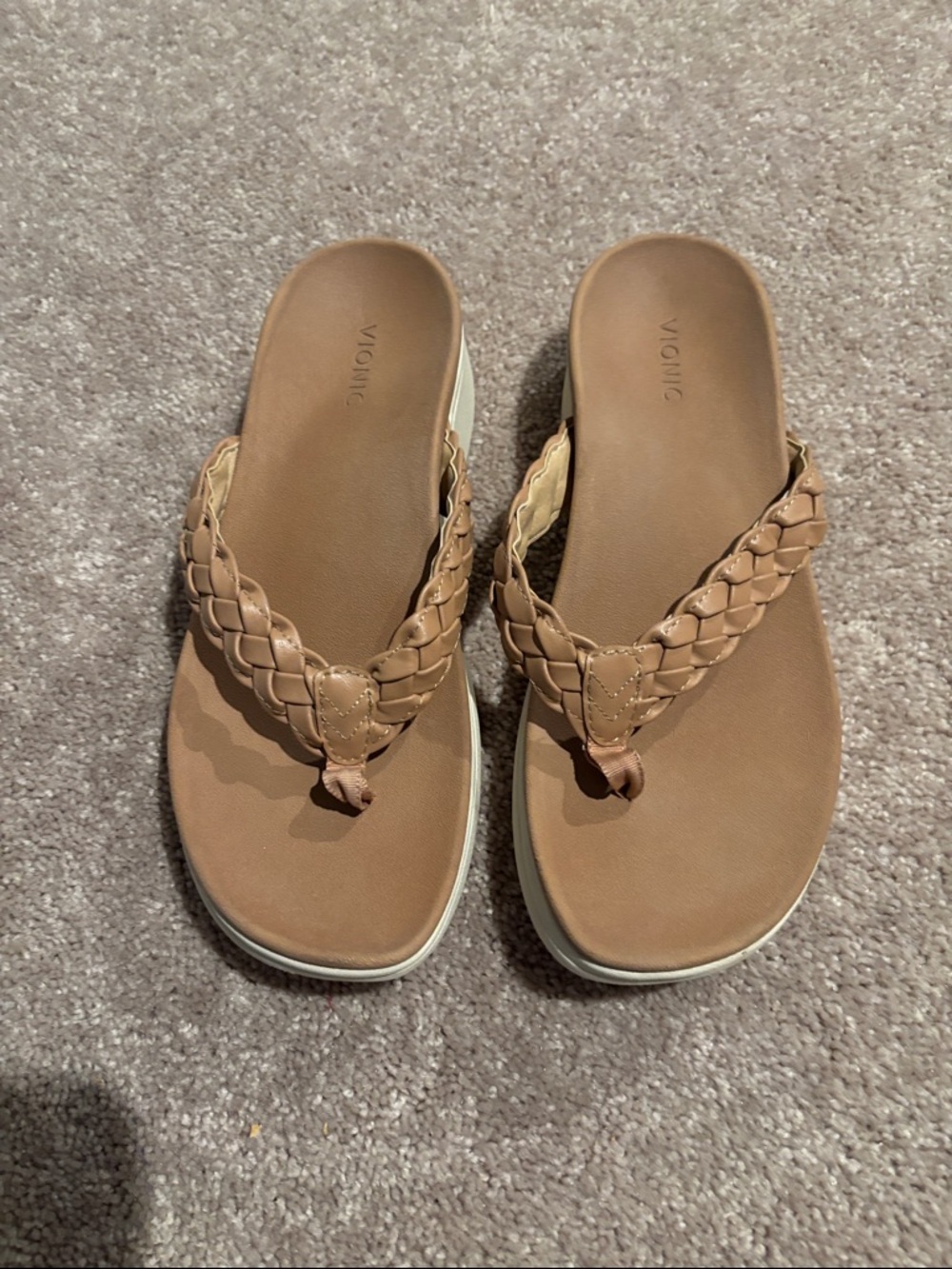 Vionic Braided Strap Sandals in Tan